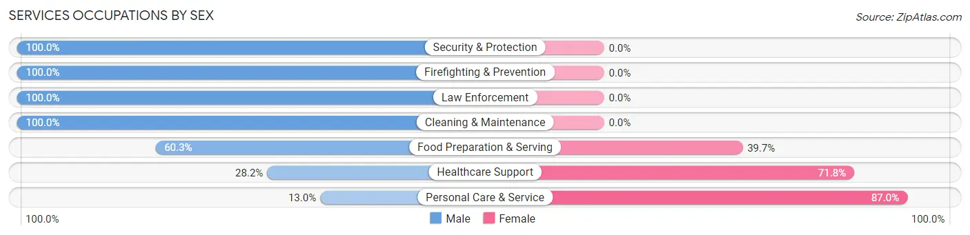 Services Occupations by Sex in Coal City