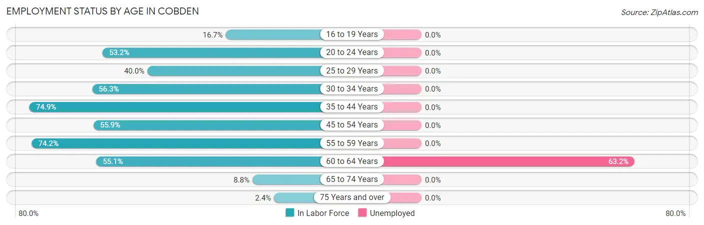 Employment Status by Age in Cobden