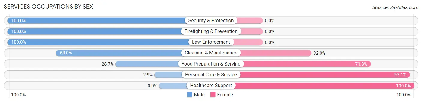 Services Occupations by Sex in Columbia