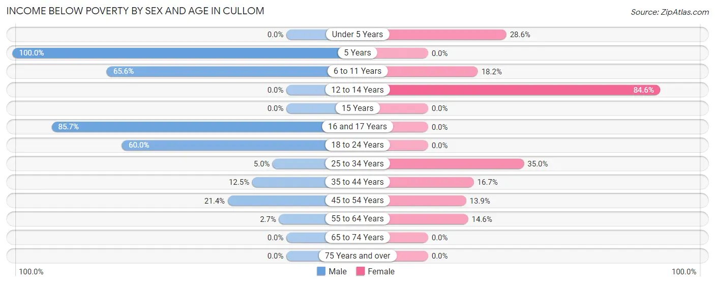 Income Below Poverty by Sex and Age in Cullom