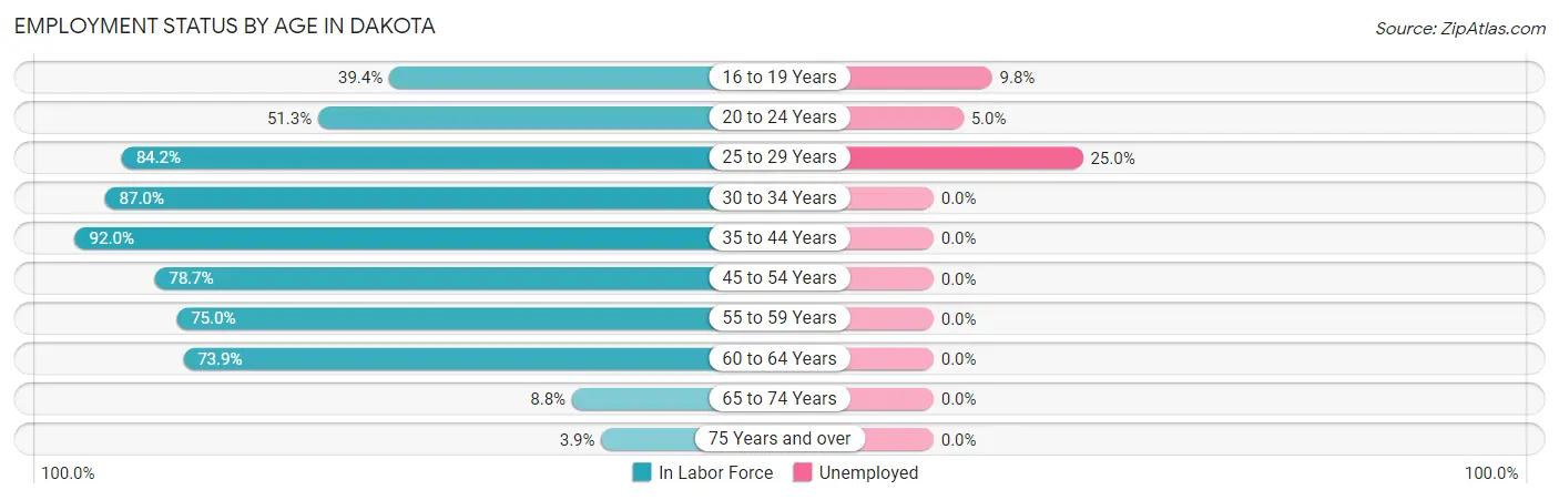 Employment Status by Age in Dakota