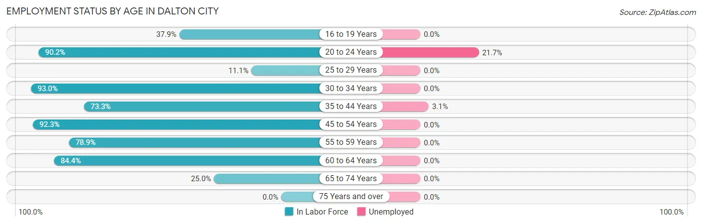 Employment Status by Age in Dalton City