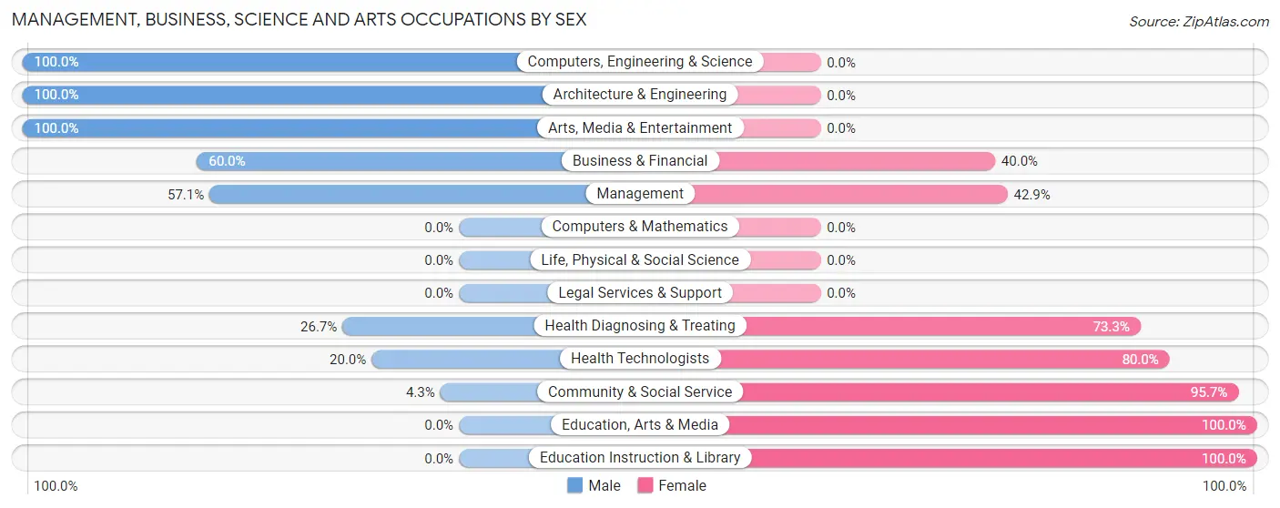 Management, Business, Science and Arts Occupations by Sex in Dalton City
