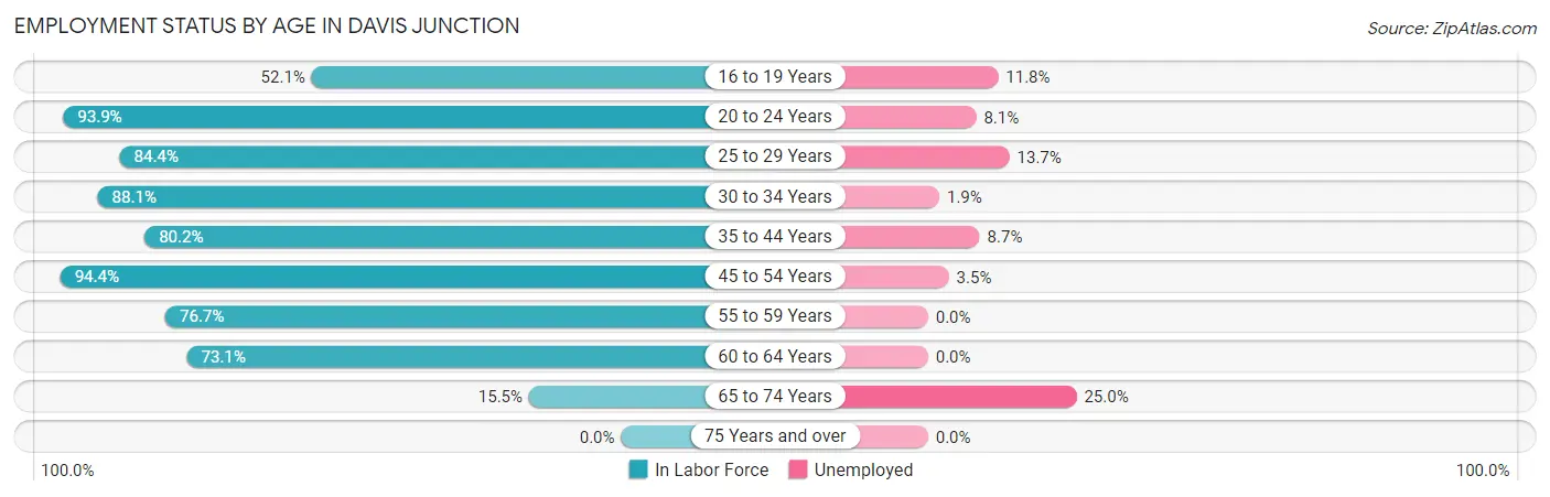 Employment Status by Age in Davis Junction