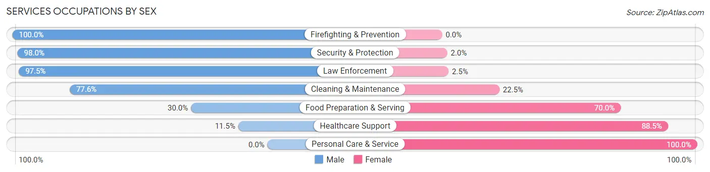 Services Occupations by Sex in Dixon