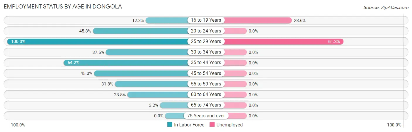 Employment Status by Age in Dongola