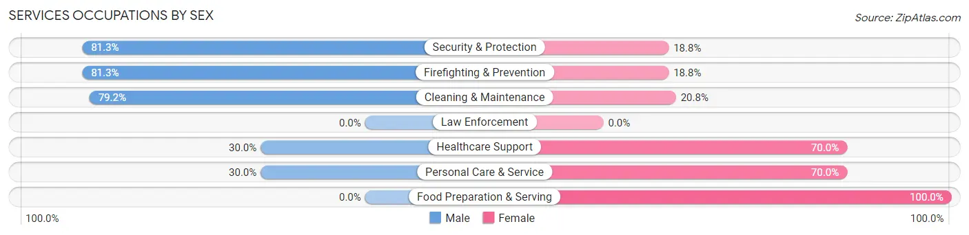 Services Occupations by Sex in Downs