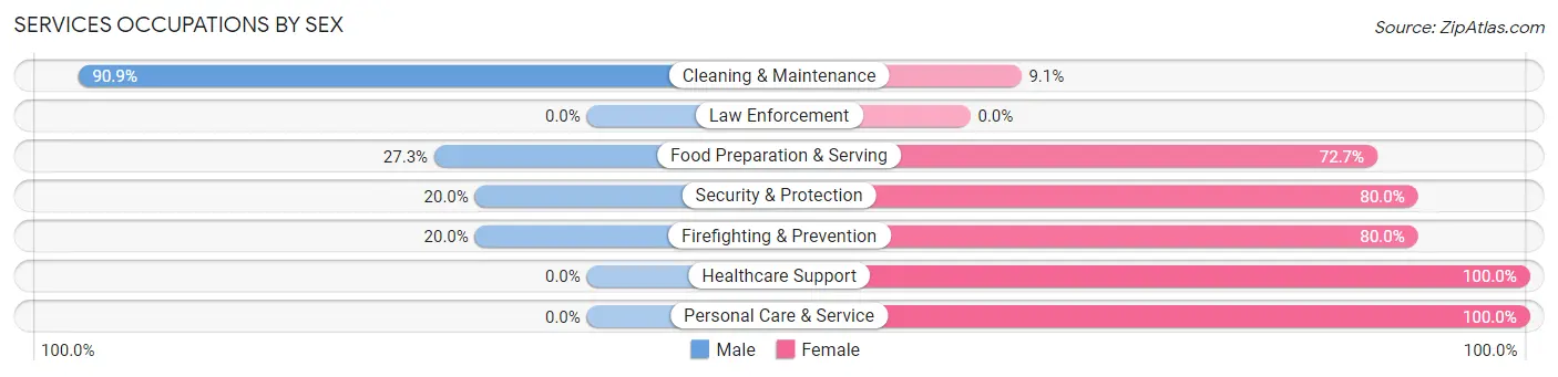 Services Occupations by Sex in Dunlap