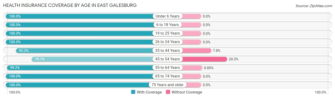 Health Insurance Coverage by Age in East Galesburg
