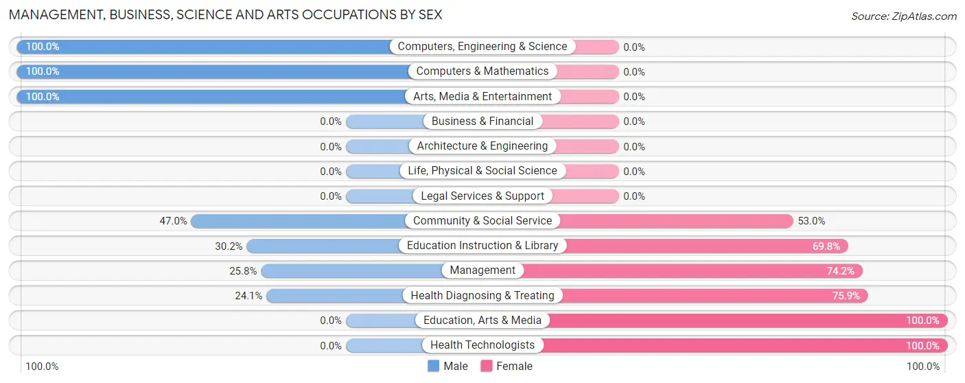 Management, Business, Science and Arts Occupations by Sex in Eldorado