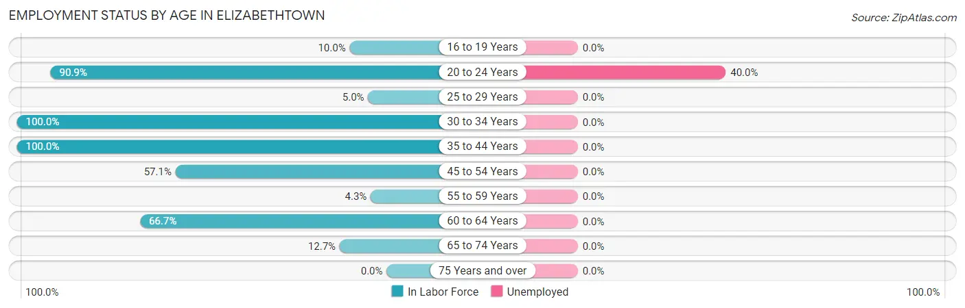 Employment Status by Age in Elizabethtown