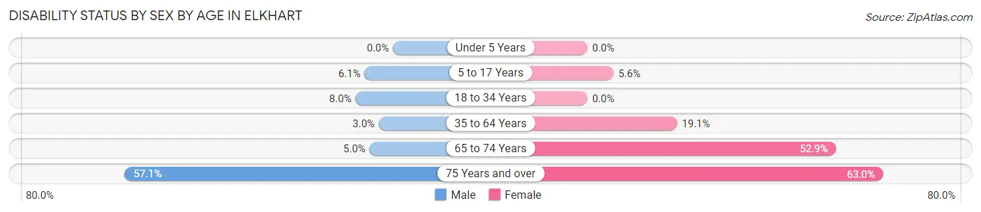 Disability Status by Sex by Age in Elkhart