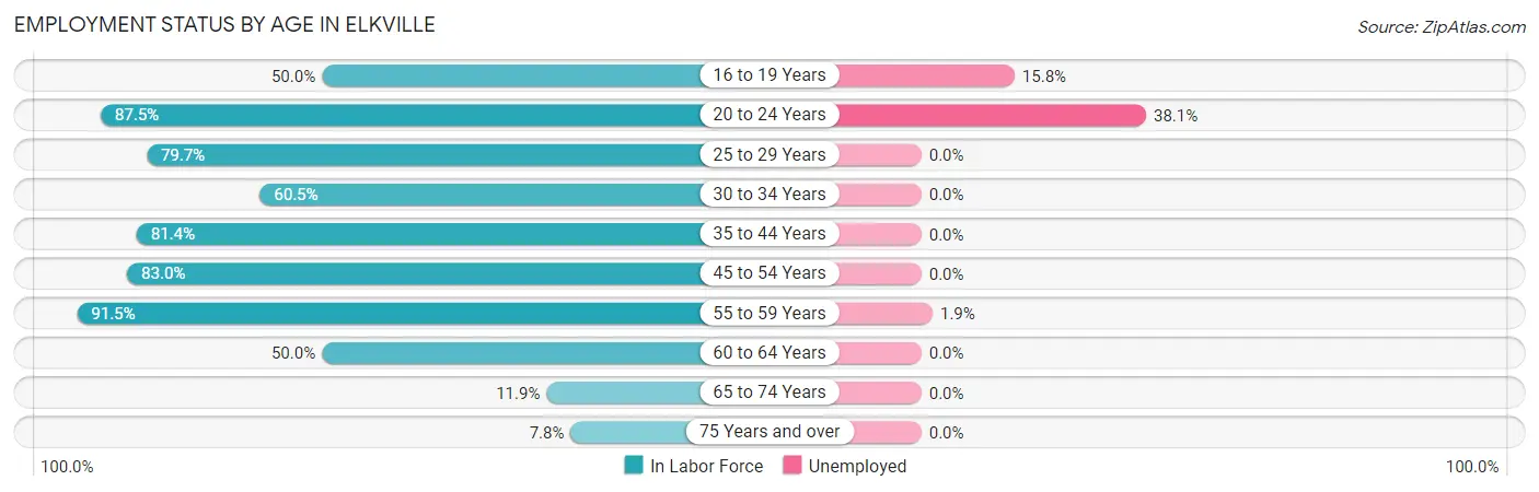 Employment Status by Age in Elkville