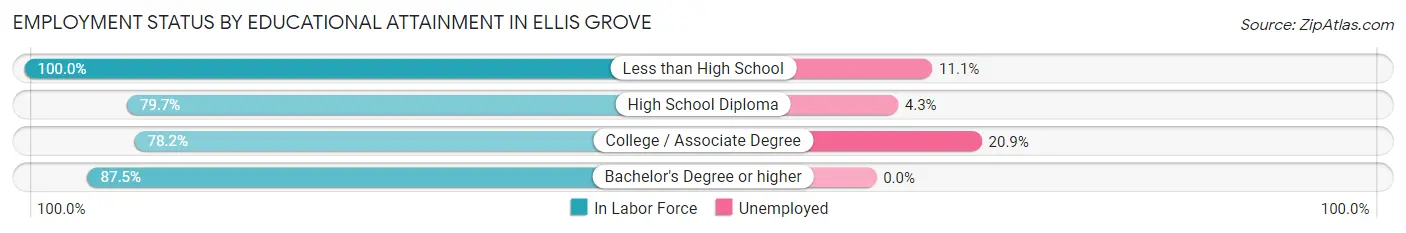 Employment Status by Educational Attainment in Ellis Grove