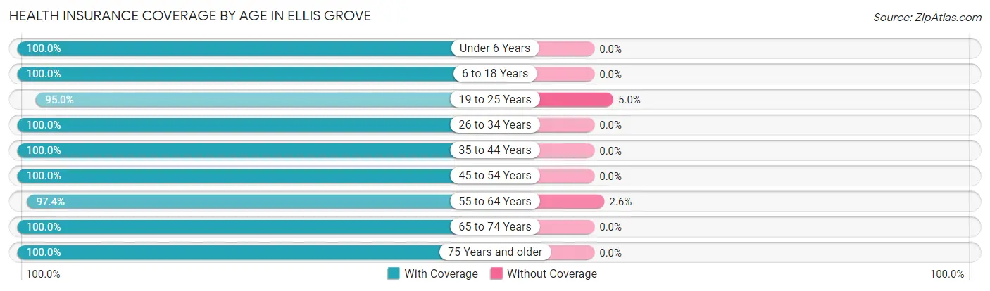 Health Insurance Coverage by Age in Ellis Grove