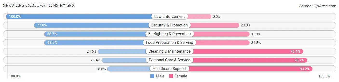Services Occupations by Sex in Elmwood Park