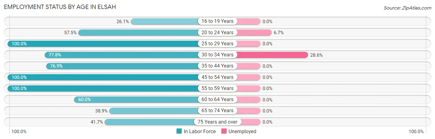Employment Status by Age in Elsah