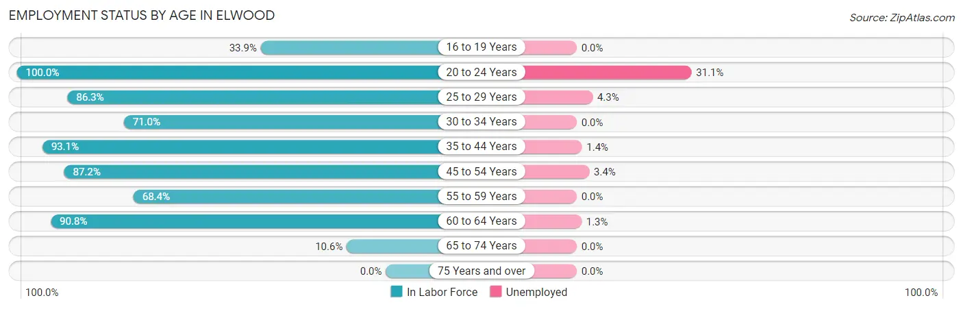 Employment Status by Age in Elwood