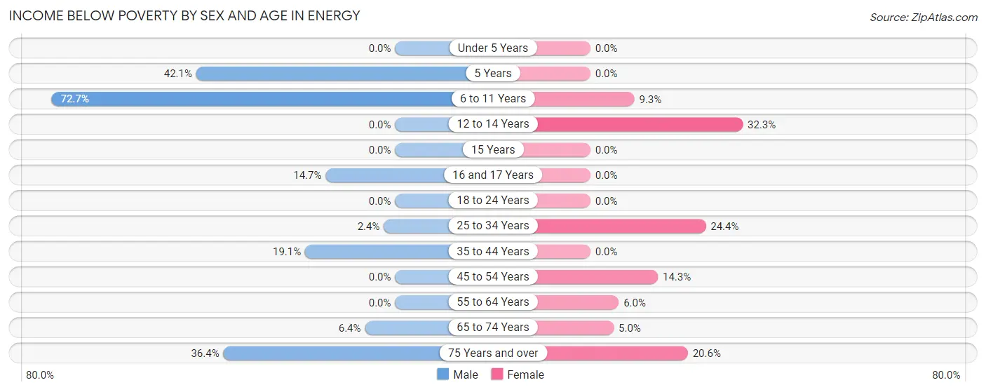 Income Below Poverty by Sex and Age in Energy