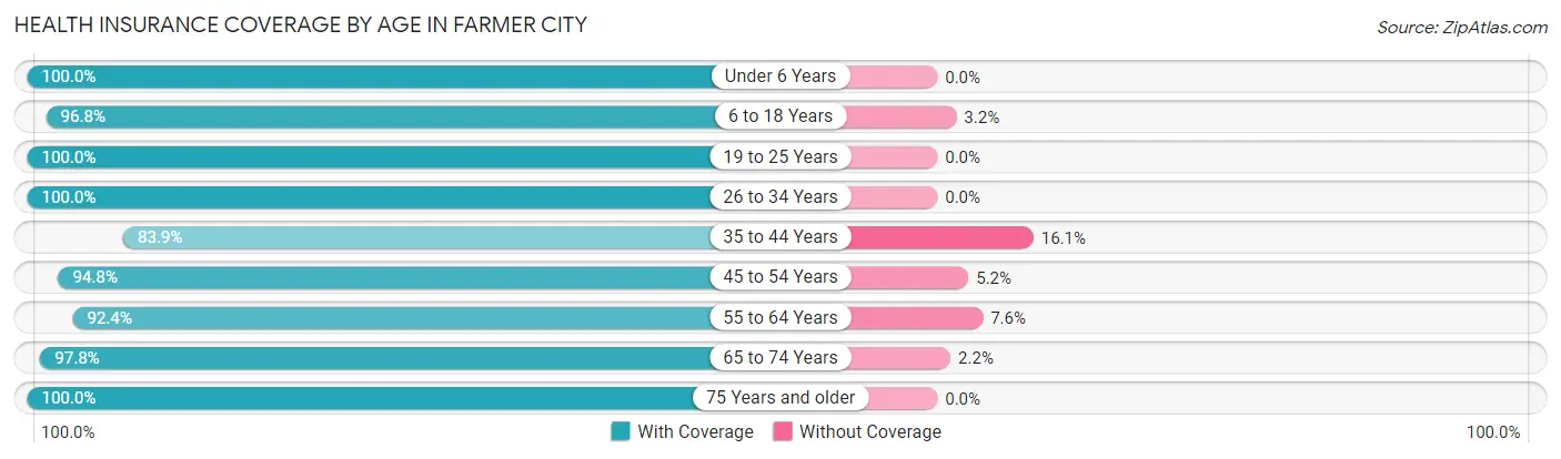 Health Insurance Coverage by Age in Farmer City