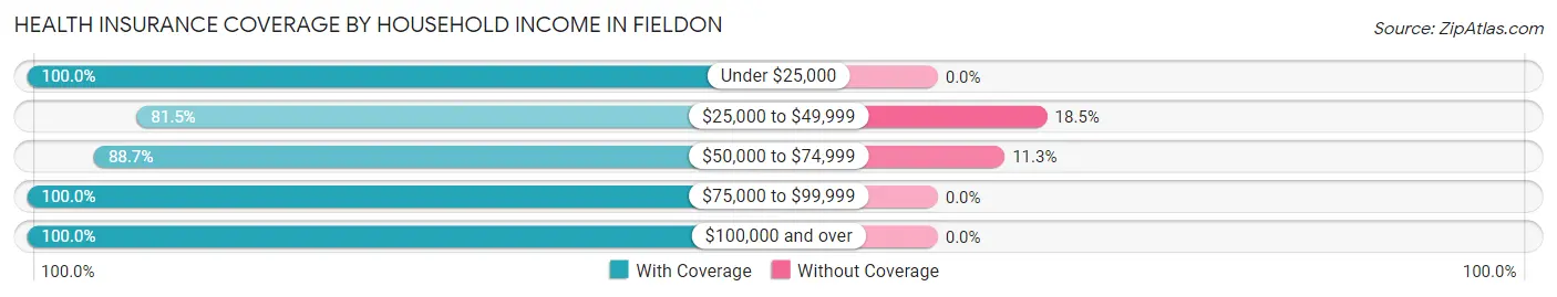 Health Insurance Coverage by Household Income in Fieldon