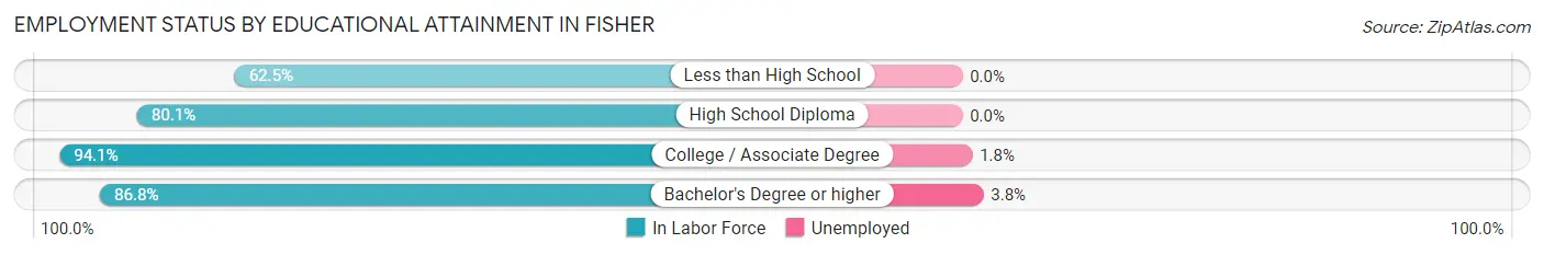 Employment Status by Educational Attainment in Fisher