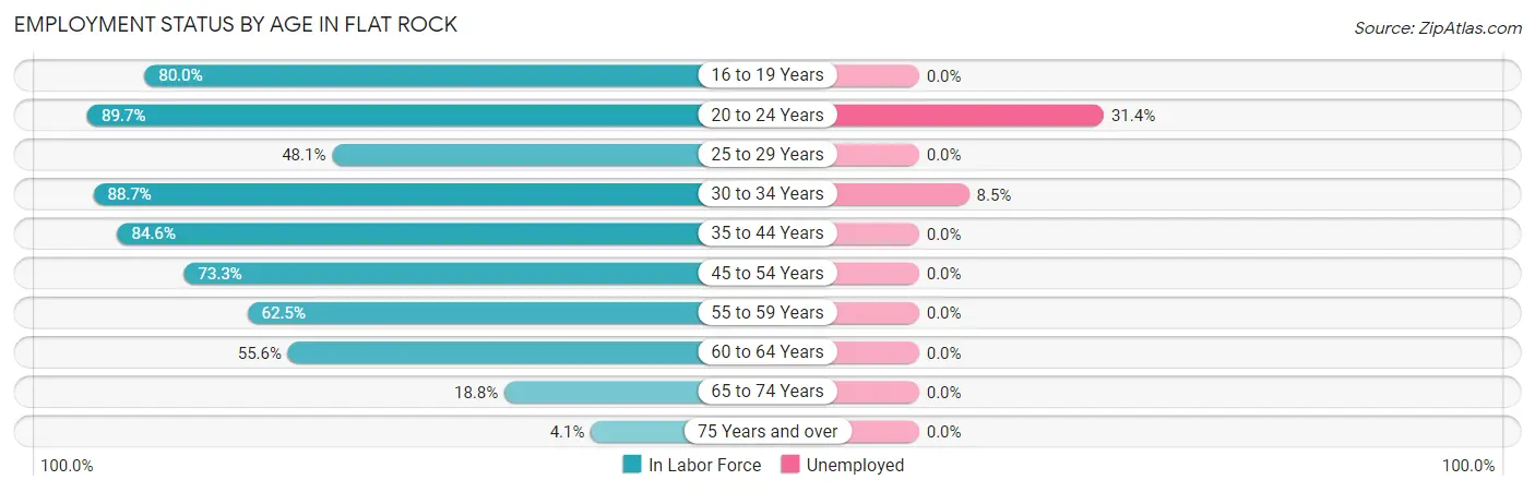 Employment Status by Age in Flat Rock