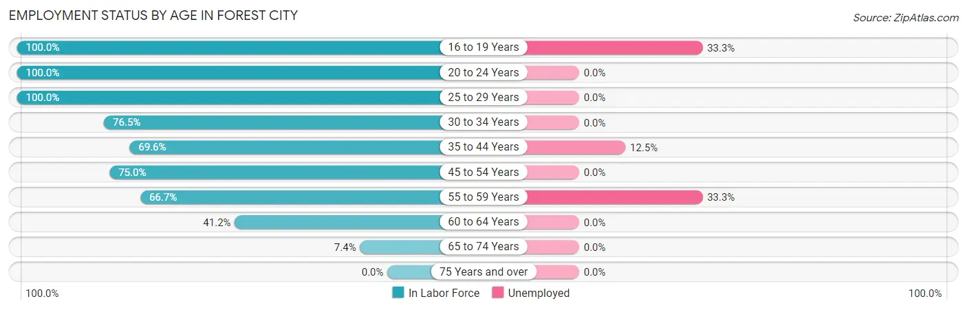 Employment Status by Age in Forest City