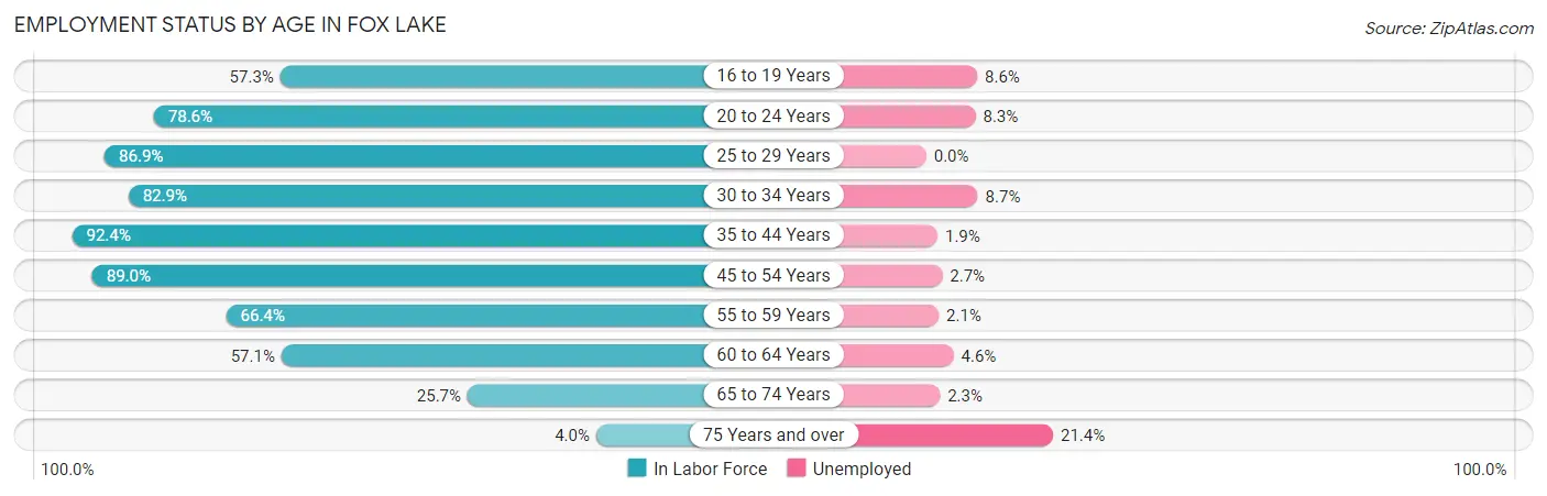 Employment Status by Age in Fox Lake