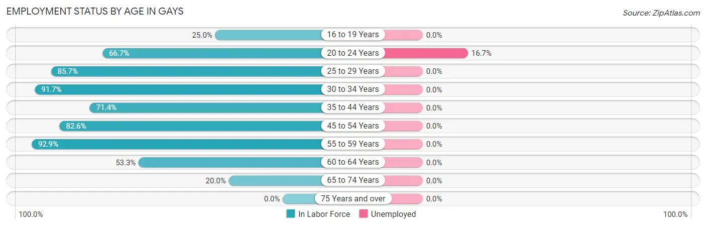 Employment Status by Age in Gays