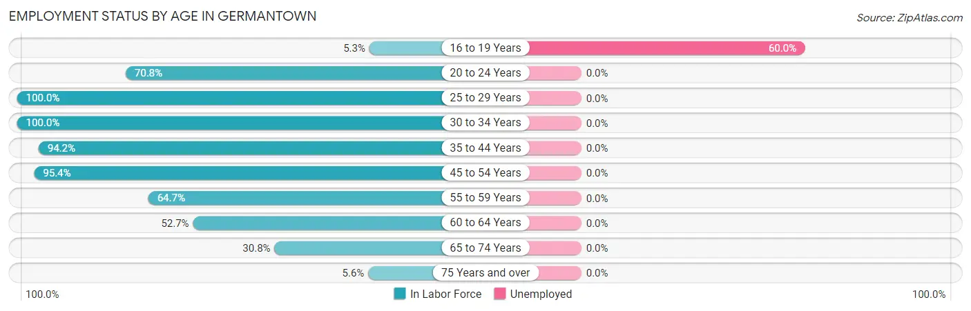 Employment Status by Age in Germantown