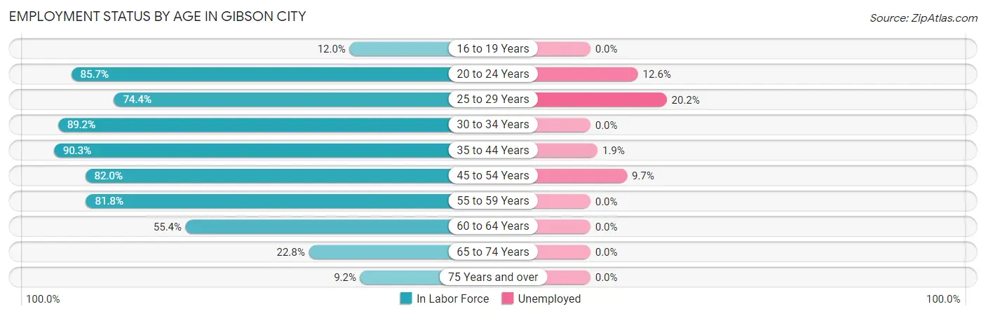 Employment Status by Age in Gibson City