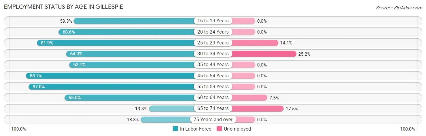 Employment Status by Age in Gillespie