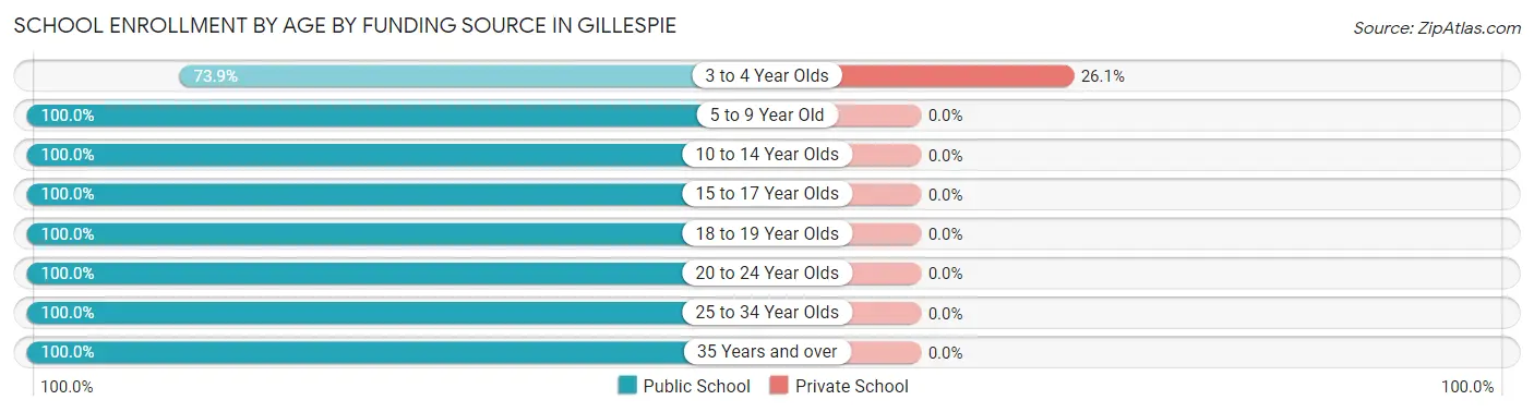 School Enrollment by Age by Funding Source in Gillespie