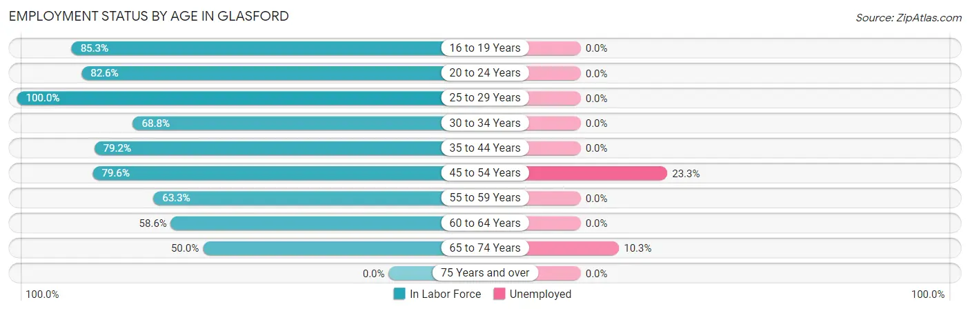 Employment Status by Age in Glasford