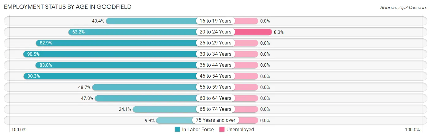 Employment Status by Age in Goodfield