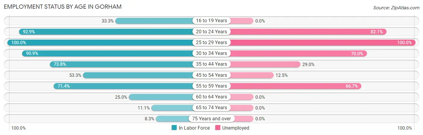 Employment Status by Age in Gorham
