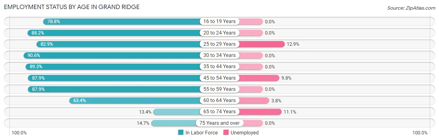 Employment Status by Age in Grand Ridge