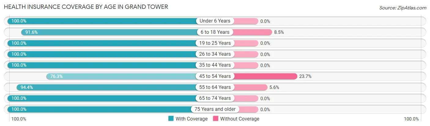 Health Insurance Coverage by Age in Grand Tower