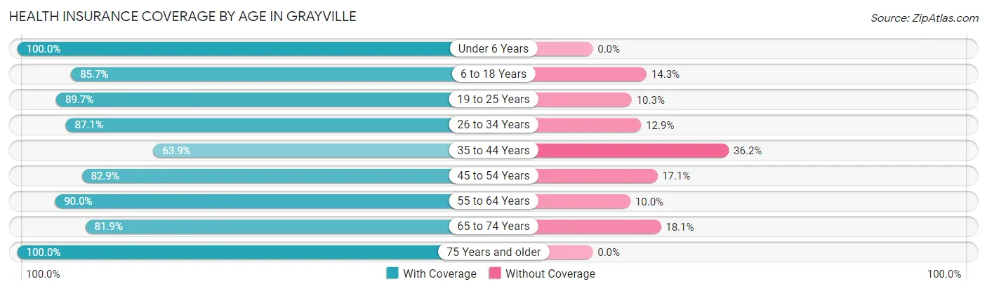 Health Insurance Coverage by Age in Grayville