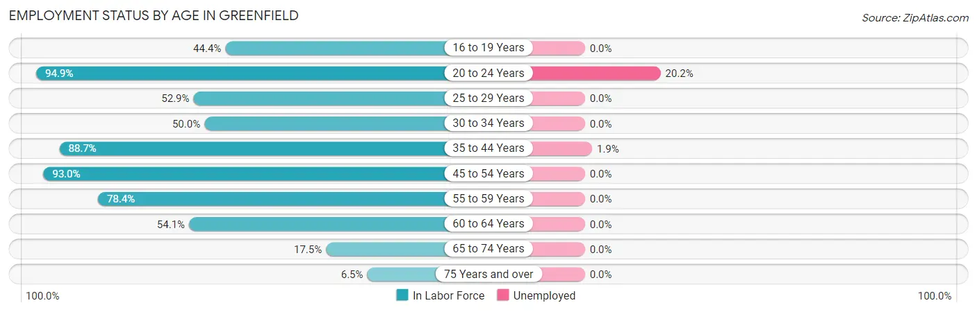Employment Status by Age in Greenfield