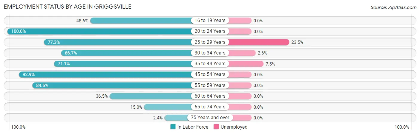 Employment Status by Age in Griggsville