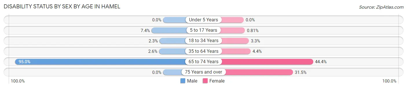 Disability Status by Sex by Age in Hamel