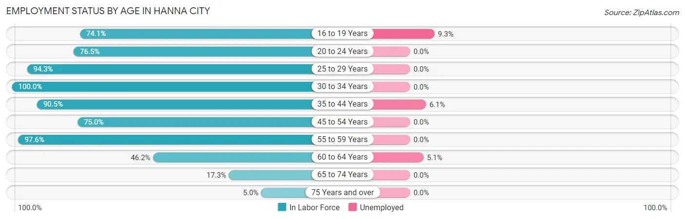 Employment Status by Age in Hanna City