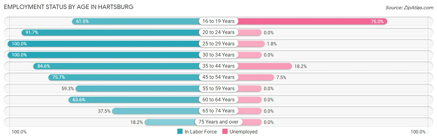Employment Status by Age in Hartsburg
