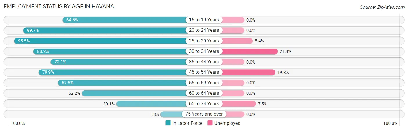 Employment Status by Age in Havana
