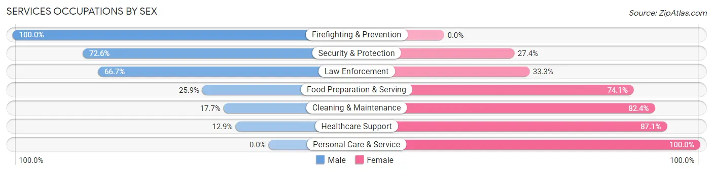 Services Occupations by Sex in Havana