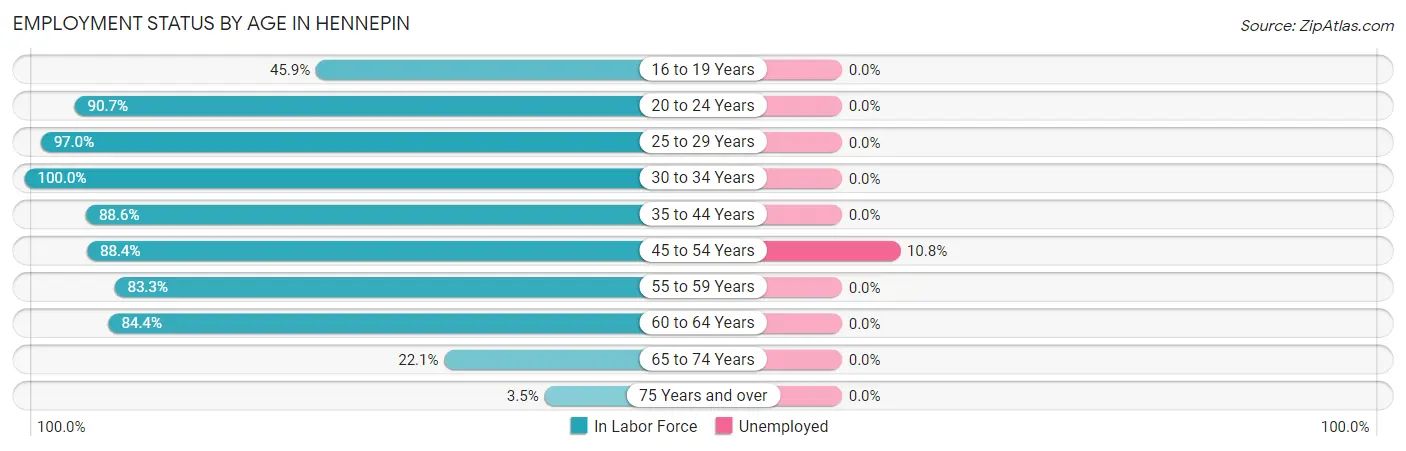 Employment Status by Age in Hennepin