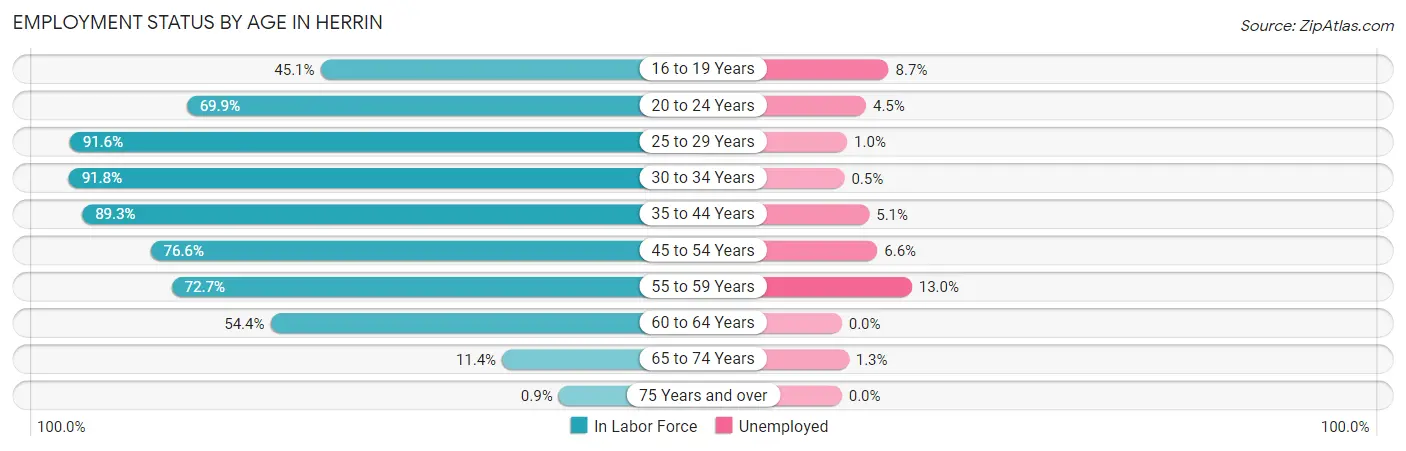 Employment Status by Age in Herrin