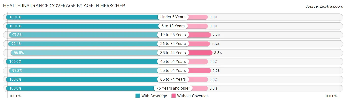 Health Insurance Coverage by Age in Herscher